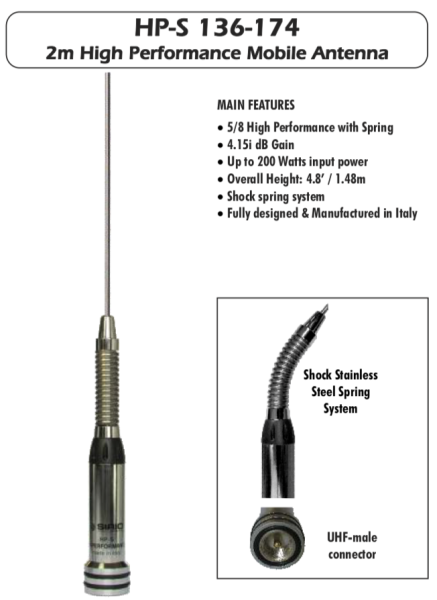Sirio HP-S 136-174 Mhz High performance Tunable Antenna